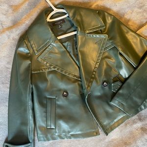 Ann Taylor | Dark green imitation leather jacket